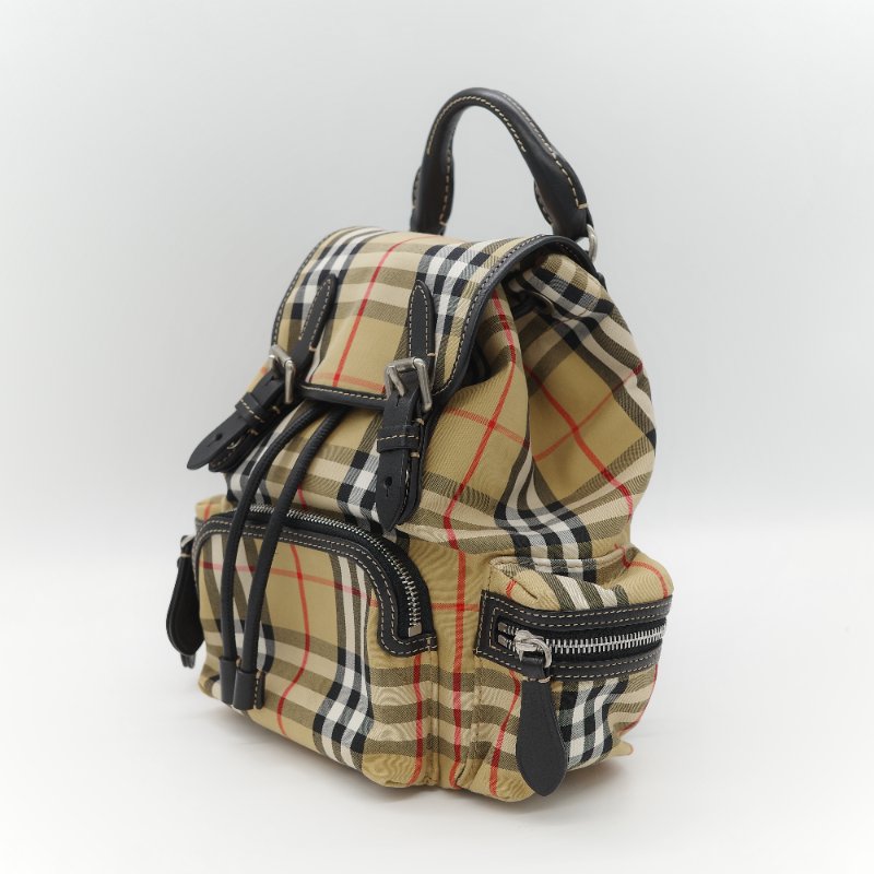 Burberry 巴寶莉 The Rucksack 風衣棕色 經典格紋 拼接尼龍 小型 後背包 雙肩包 電腦包-4