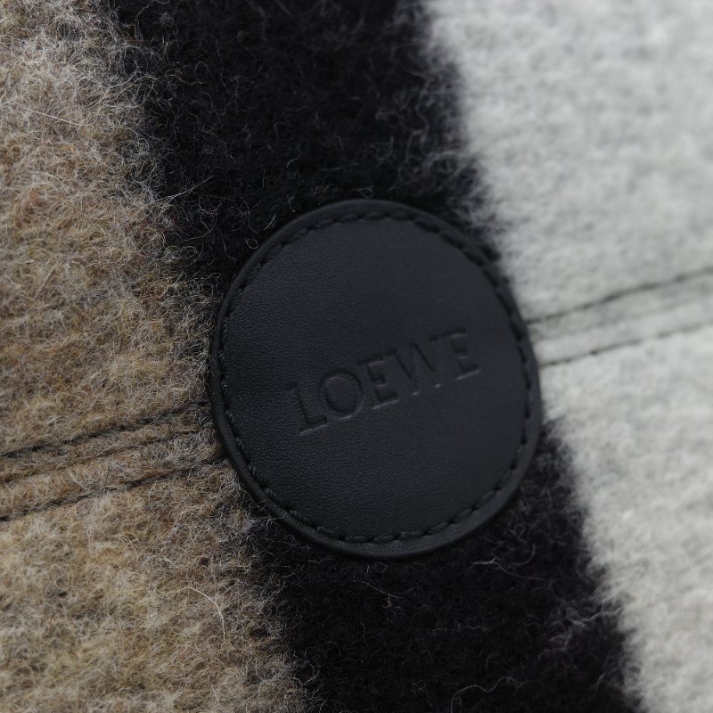 Loewe 羅威 Cushion 多色條紋毛氈 棕色牛皮 拼接大型托特包 手提包-7