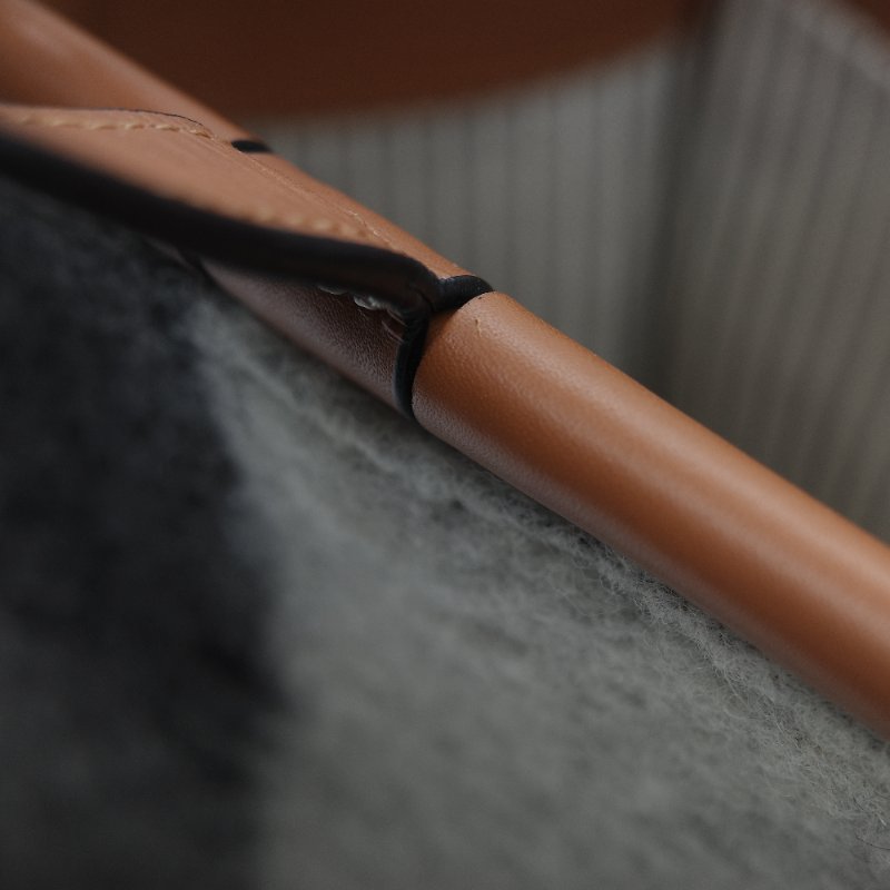 Loewe 羅威 Cushion 多色條紋毛氈 棕色牛皮 拼接大型托特包 手提包-21