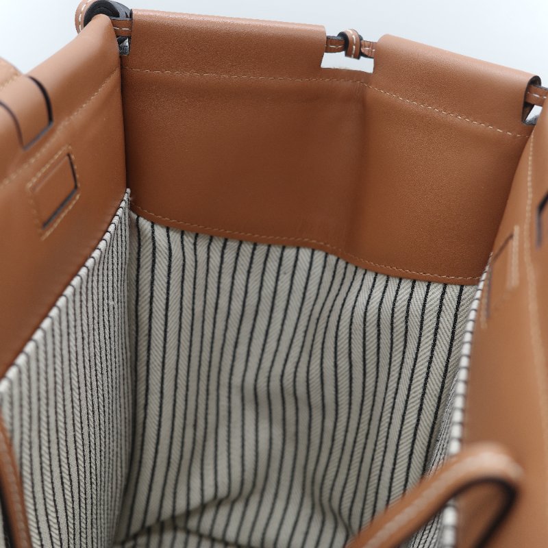 Loewe 羅威 Cushion 多色條紋毛氈 棕色牛皮 拼接大型托特包 手提包-26