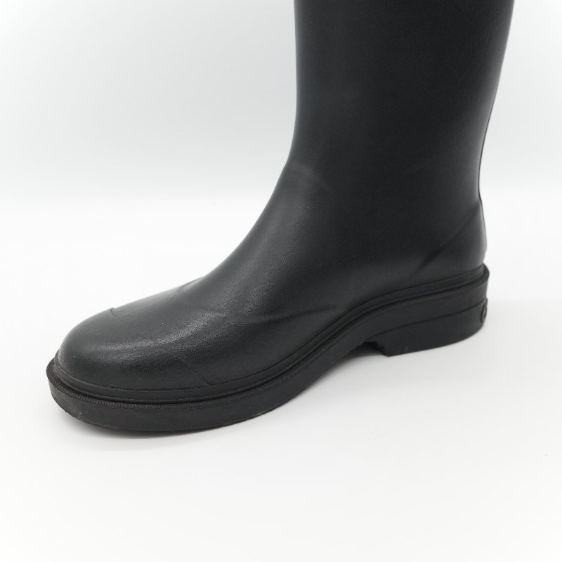 （配件齊全）Chanel 香奈兒 黑色橡膠 白色雙 C Logo 雨鞋 EU42-12