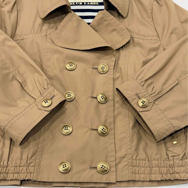 BURBERRY 藍標 雙排金扣短版風衣外套-4