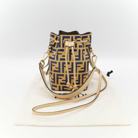 （超級新♥️）Fendi 芬迪 Bucket 經典 FF 花紋 芥末黃色牛皮 藍色 水桶包 斜挎包 單肩包