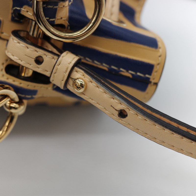 (超級新♥️)Fendi 芬迪 Bucket 經典 FF 花紋 芥末黃色牛皮 藍色 水桶包 斜挎包 單肩包-14