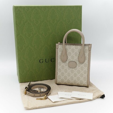 Gucci 古馳 燕麥色 經典花紋 奶灰色 GG Logo  琴譜包 迷你型 手提包 斜挎包 兩用包