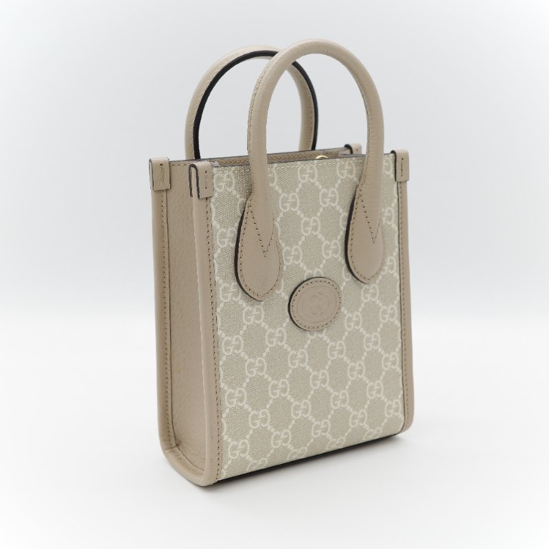 Gucci 古馳 燕麥色 經典花紋 奶灰色 GG Logo 琴譜包 迷你型 手提包 斜挎包 兩用包-2