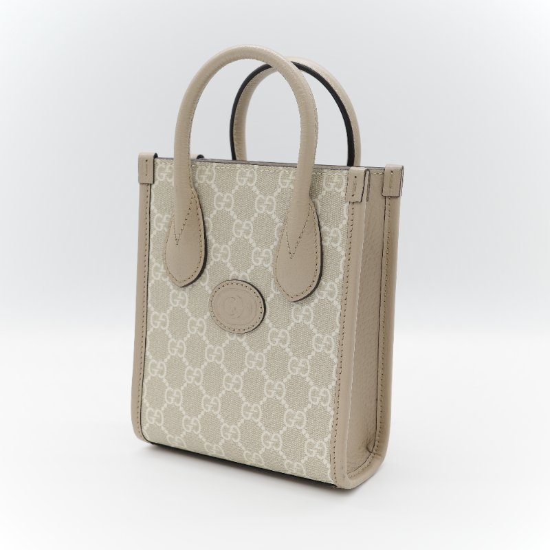 Gucci 古馳 燕麥色 經典花紋 奶灰色 GG Logo 琴譜包 迷你型 手提包 斜挎包 兩用包-3