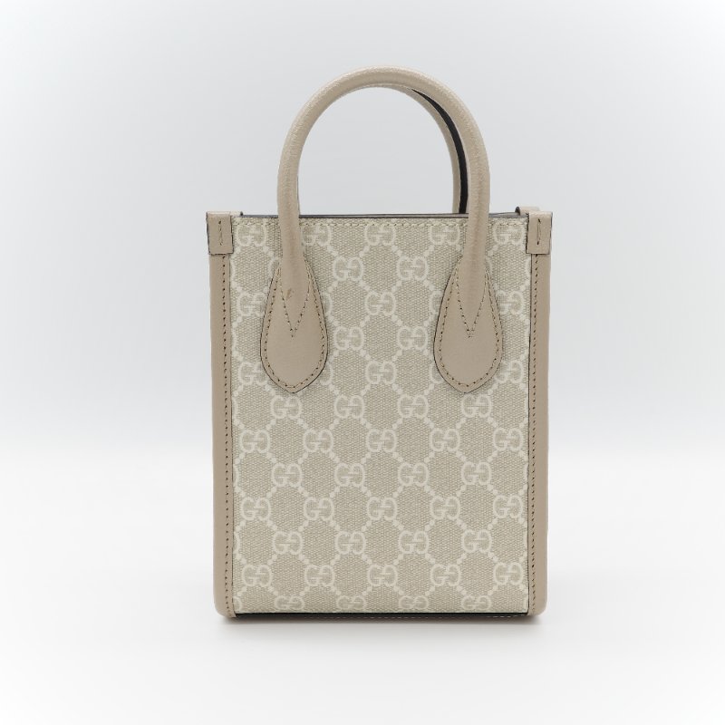 Gucci 古馳 燕麥色 經典花紋 奶灰色 GG Logo 琴譜包 迷你型 手提包 斜挎包 兩用包-4