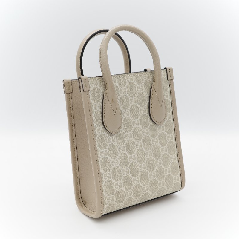 Gucci 古馳 燕麥色 經典花紋 奶灰色 GG Logo 琴譜包 迷你型 手提包 斜挎包 兩用包-5