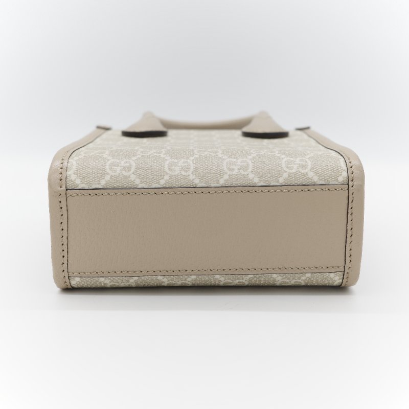 Gucci 古馳 燕麥色 經典花紋 奶灰色 GG Logo 琴譜包 迷你型 手提包 斜挎包 兩用包-7