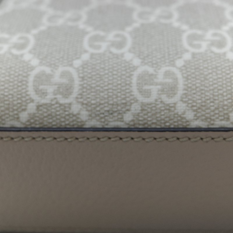 Gucci 古馳 燕麥色 經典花紋 奶灰色 GG Logo 琴譜包 迷你型 手提包 斜挎包 兩用包-9