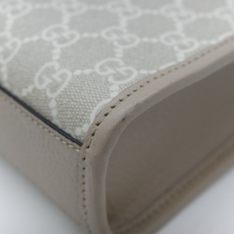 Gucci 古馳 燕麥色 經典花紋 奶灰色 GG Logo 琴譜包 迷你型 手提包 斜挎包 兩用包-10