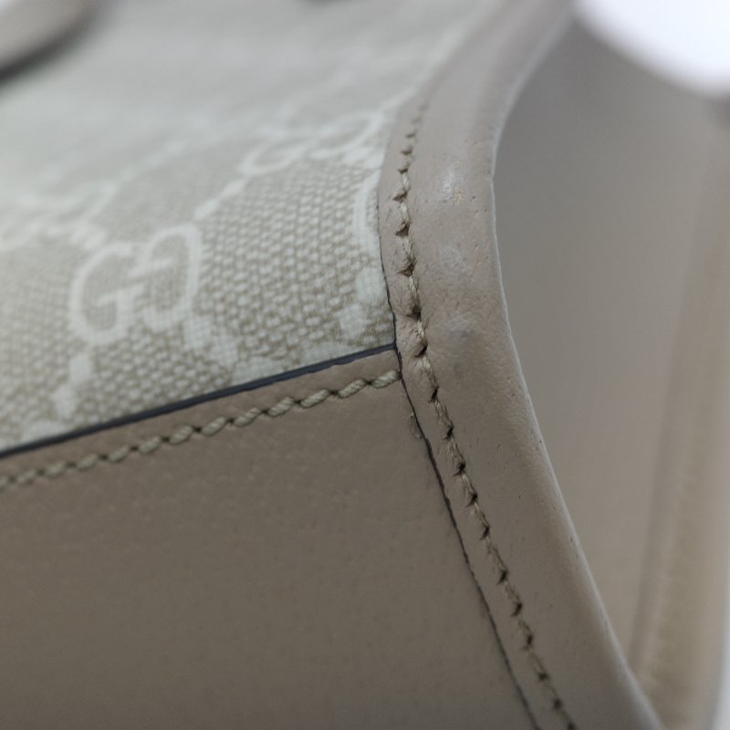 Gucci 古馳 燕麥色 經典花紋 奶灰色 GG Logo 琴譜包 迷你型 手提包 斜挎包 兩用包-11