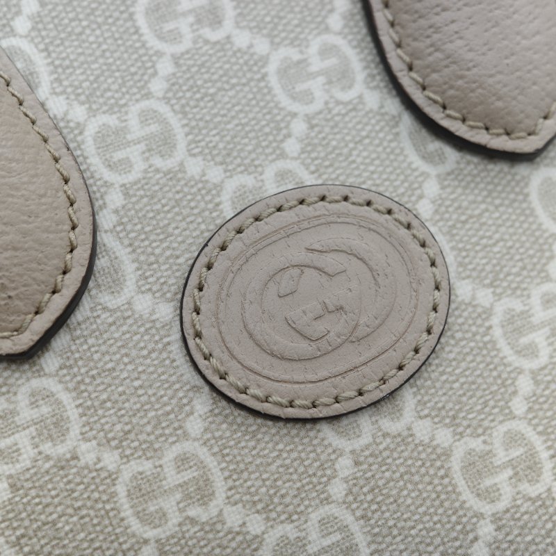 Gucci 古馳 燕麥色 經典花紋 奶灰色 GG Logo 琴譜包 迷你型 手提包 斜挎包 兩用包-13