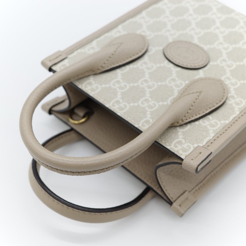 Gucci 古馳 燕麥色 經典花紋 奶灰色 GG Logo 琴譜包 迷你型 手提包 斜挎包 兩用包-14
