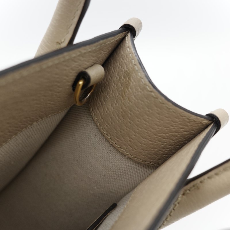 Gucci 古馳 燕麥色 經典花紋 奶灰色 GG Logo 琴譜包 迷你型 手提包 斜挎包 兩用包-16