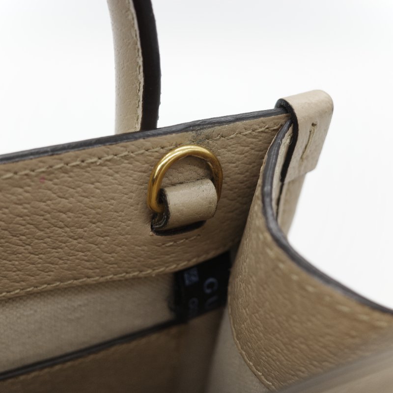 Gucci 古馳 燕麥色 經典花紋 奶灰色 GG Logo 琴譜包 迷你型 手提包 斜挎包 兩用包-17