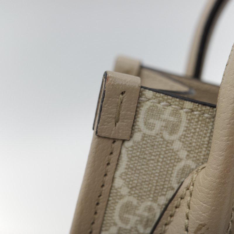 Gucci 古馳 燕麥色 經典花紋 奶灰色 GG Logo 琴譜包 迷你型 手提包 斜挎包 兩用包-25