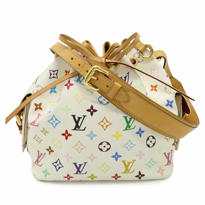 LOUIS VUITTON 路易威登 Monogram 多色 Petit Noé 肩背包，白色 M42229-0