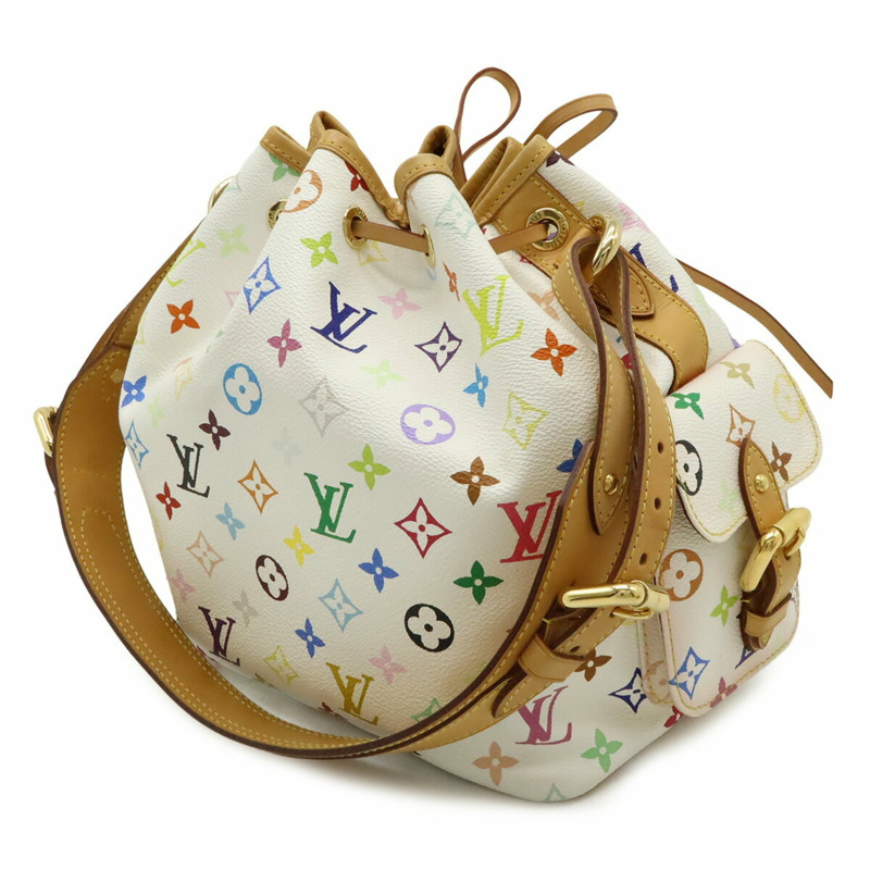LOUIS VUITTON 路易威登 Monogram 多色 Petit Noé 肩背包，白色 M42229-2
