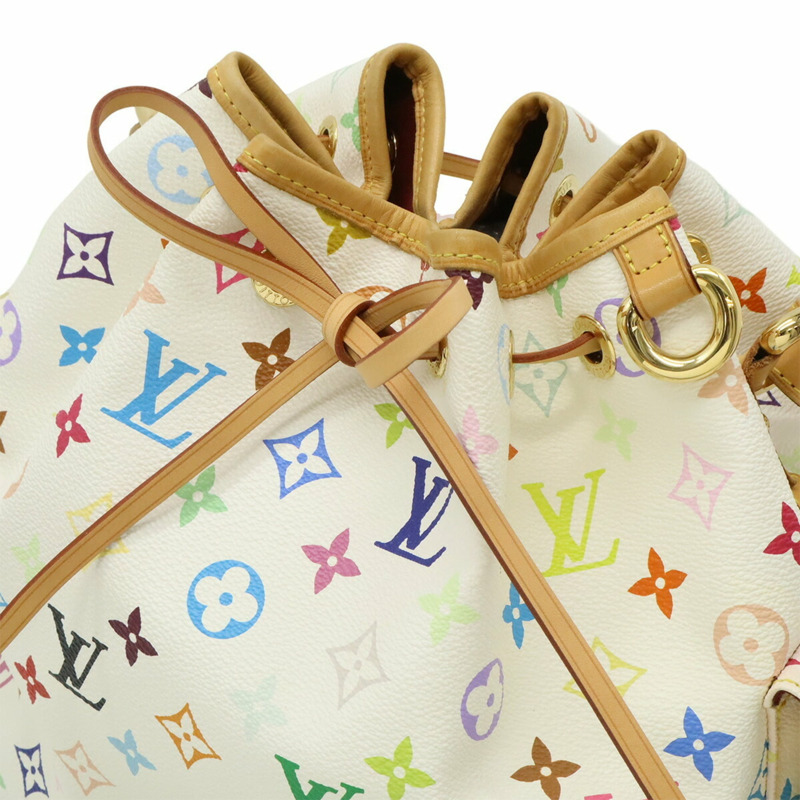 LOUIS VUITTON 路易威登 Monogram 多色 Petit Noé 肩背包，白色 M42229-4