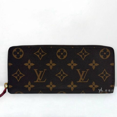 S5362-LV 原花拼紫紅拉鍊長夾M60742