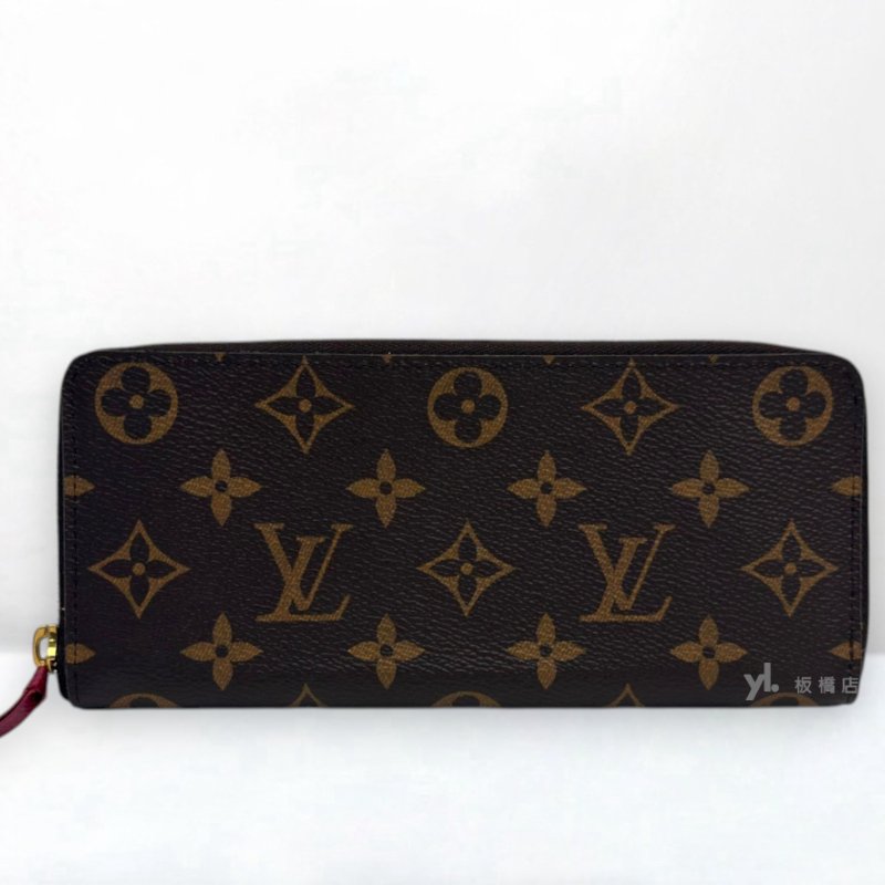 S5362-LV 原花拼紫紅拉鍊長夾M60742-0