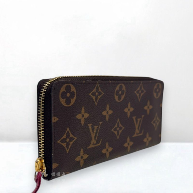 S5362-LV 原花拼紫紅拉鍊長夾M60742-2