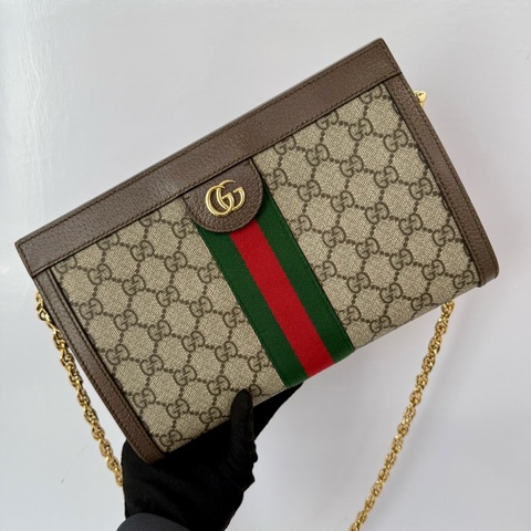 古馳 GUCCI OPHIDIA 老花帆布鏈條肩背包 503877