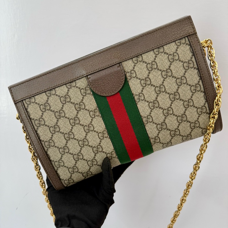 古馳 GUCCI OPHIDIA 老花帆布鏈條肩背包 503877-1