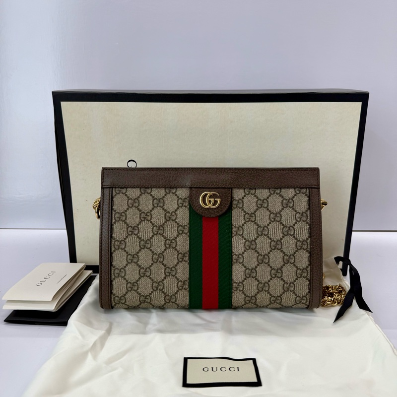 古馳 GUCCI OPHIDIA 老花帆布鏈條肩背包 503877-2