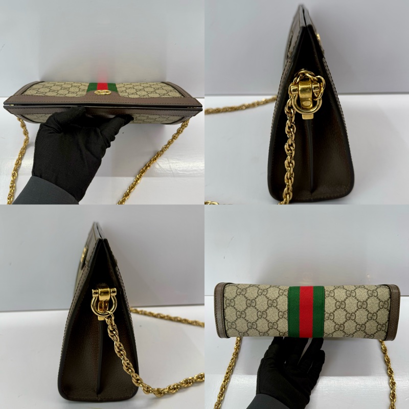 古馳 GUCCI OPHIDIA 老花帆布鏈條肩背包 503877-3