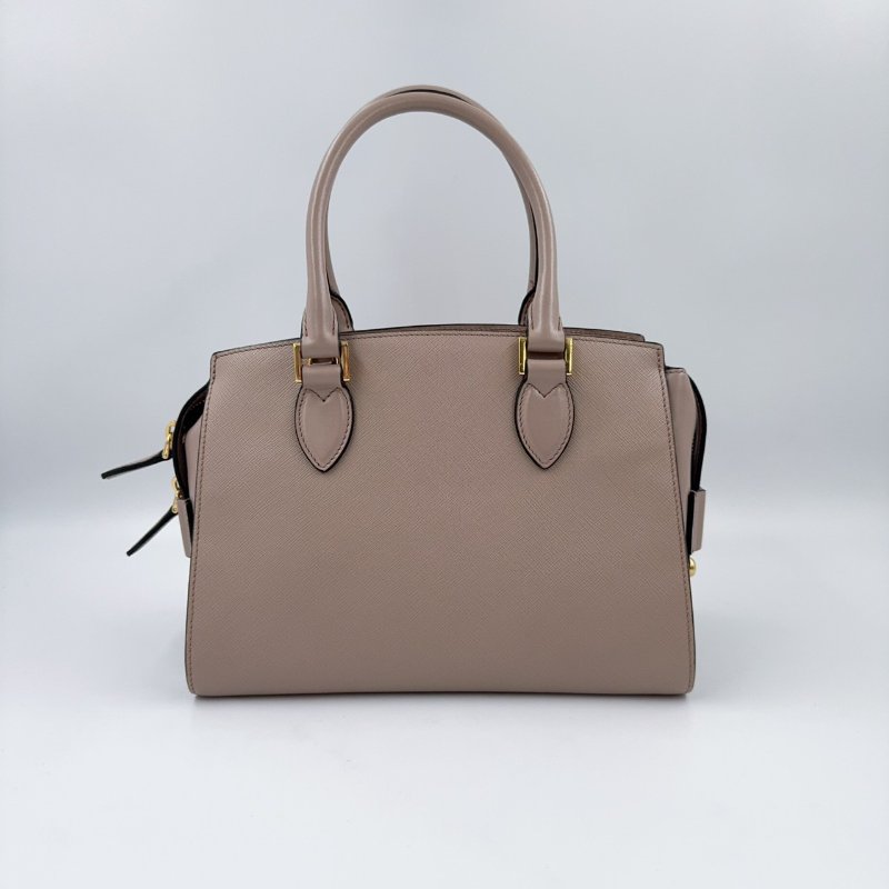 PRADA粉膚防刮牛皮金釦手提側背殺手包1BA164-4