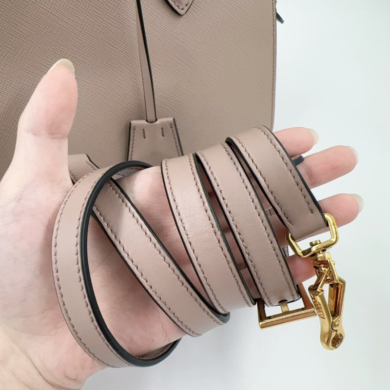 PRADA粉膚防刮牛皮金釦手提側背殺手包1BA164-6