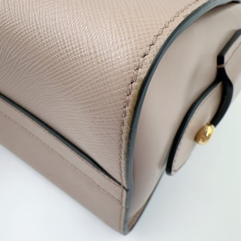 PRADA粉膚防刮牛皮金釦手提側背殺手包1BA164-9