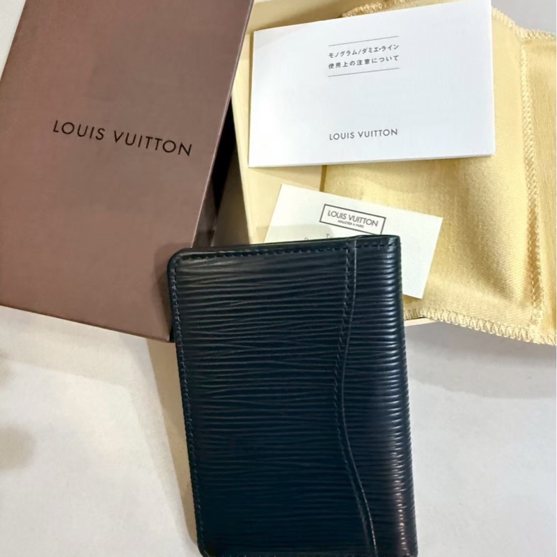 全新 全配 LV卡夾 黑色 經典 荔枝皮 黑色素面 送禮 商務 商用 lv卡夾 男性 女性 零錢包 錢包 夾 鈔票夾 短夾-0