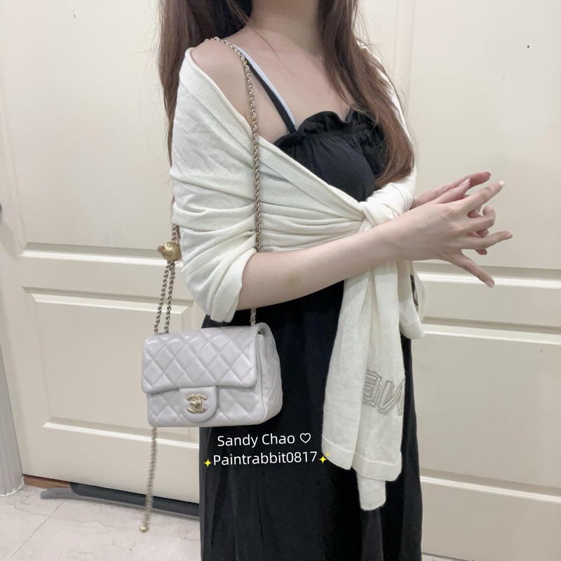 ෆ Chanel 金球方胖 灰紫色💜-2