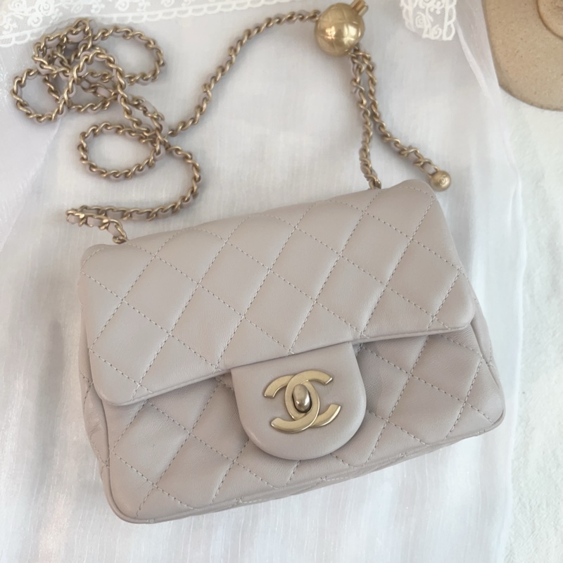 ෆ Chanel 金球方胖 灰紫色💜-5