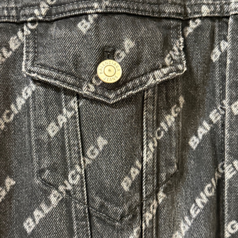 亞洲身形最佳落肩版 BALENCIAGA 巴黎世家 滿LOGO UNIFIT OVERSIZE 丹寧 牛仔 外套-8