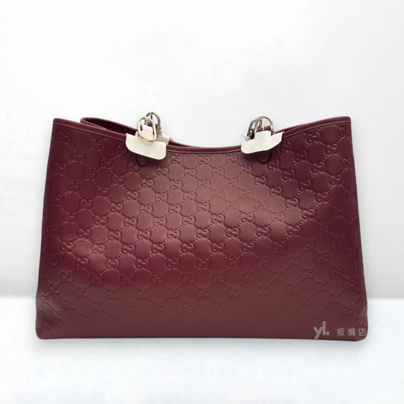 S5389-GUCCI 酒紅色牛皮壓紋托特包815213-0