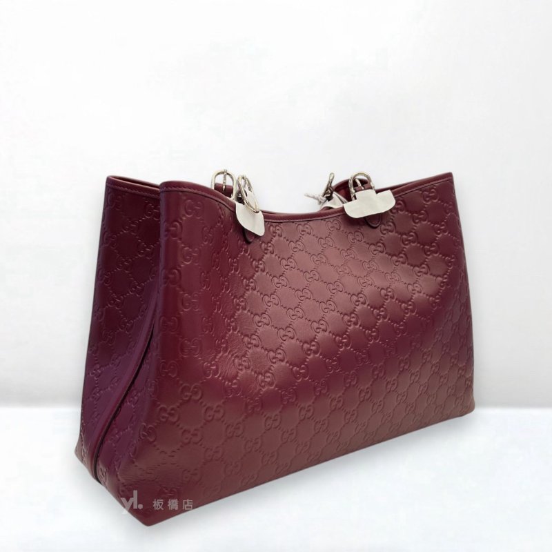 S5389-GUCCI 酒紅色牛皮壓紋托特包815213-1