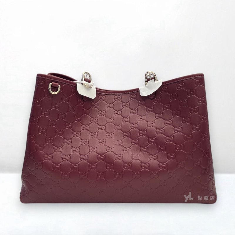 S5389-GUCCI 酒紅色牛皮壓紋托特包815213-3
