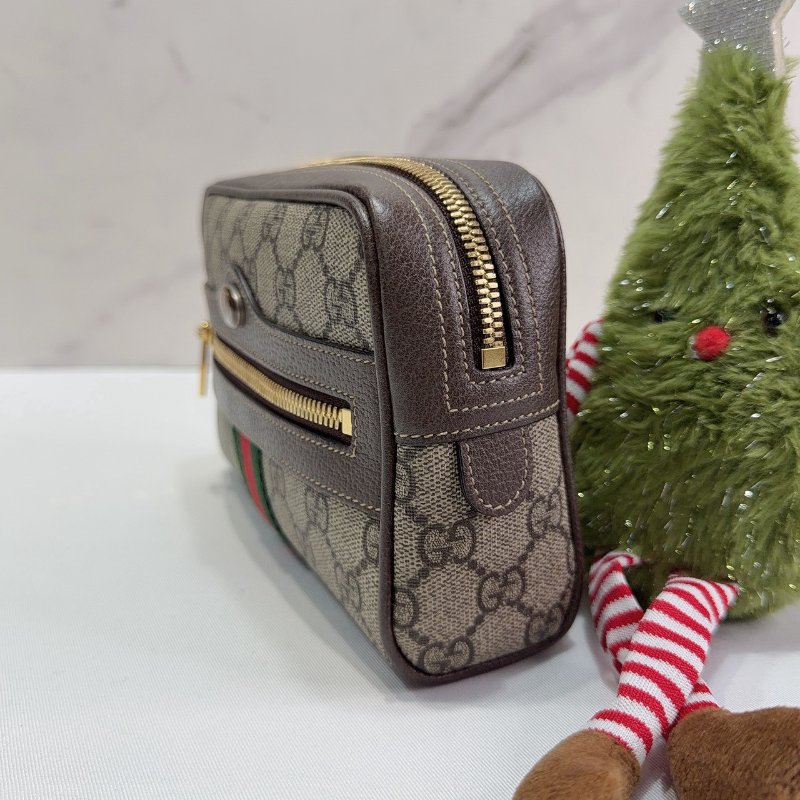 GUCCI Ophidia GG老花綠紅織帶腰包-2