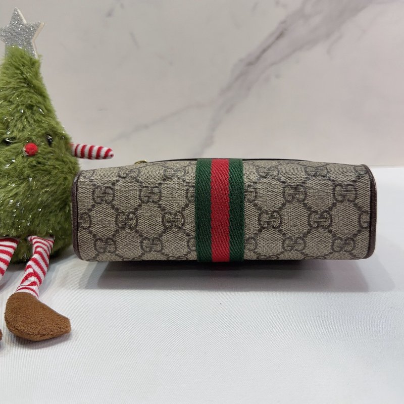 GUCCI Ophidia GG老花綠紅織帶腰包-5