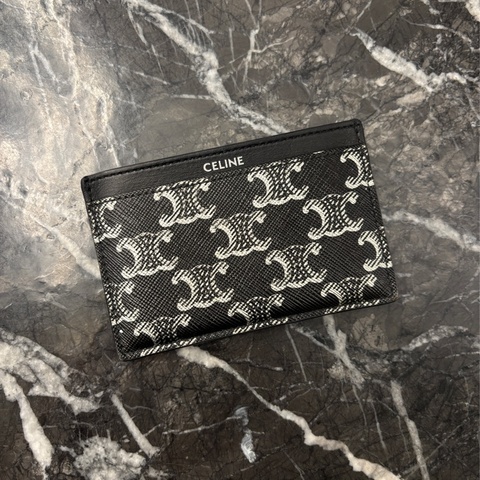Celine 黑銀老花卡夾