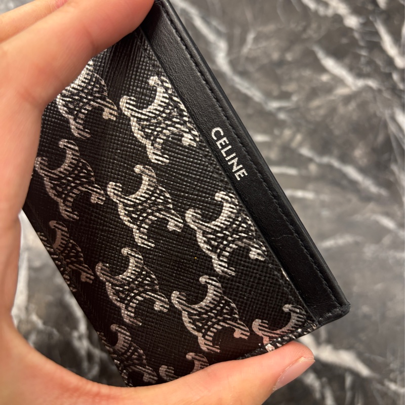Celine 黑銀老花卡夾-1