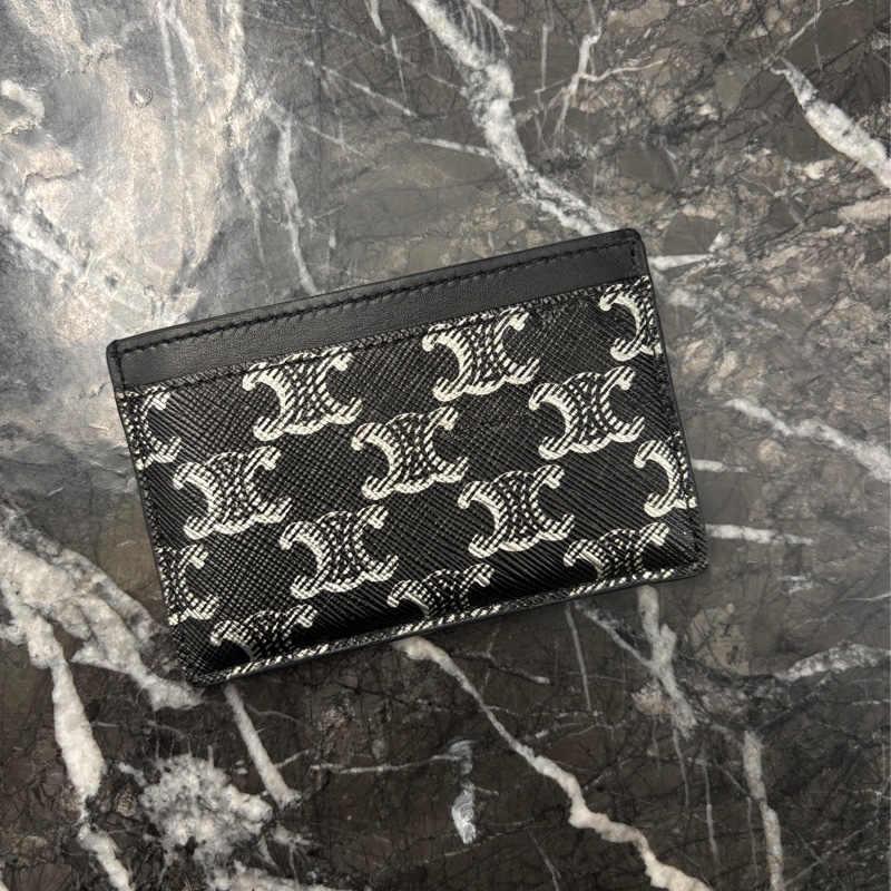 Celine 黑銀老花卡夾-2