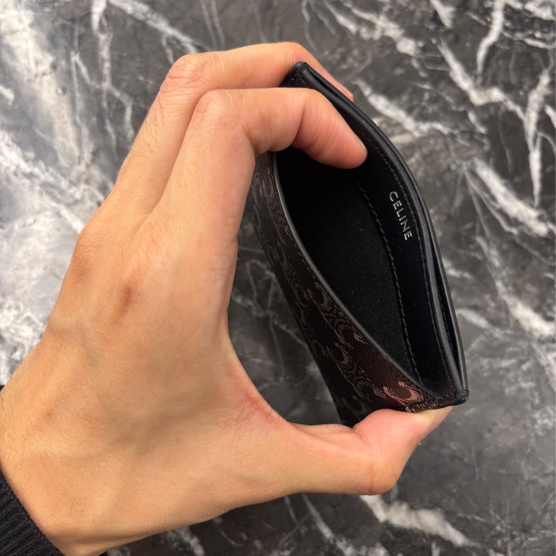 Celine 黑銀老花卡夾-3