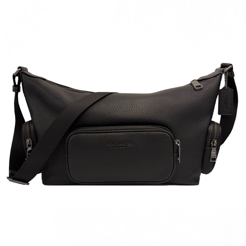 [全新]COACH 2026新款 FINN素面牛皮男中性款船型斜背包(黑)-0