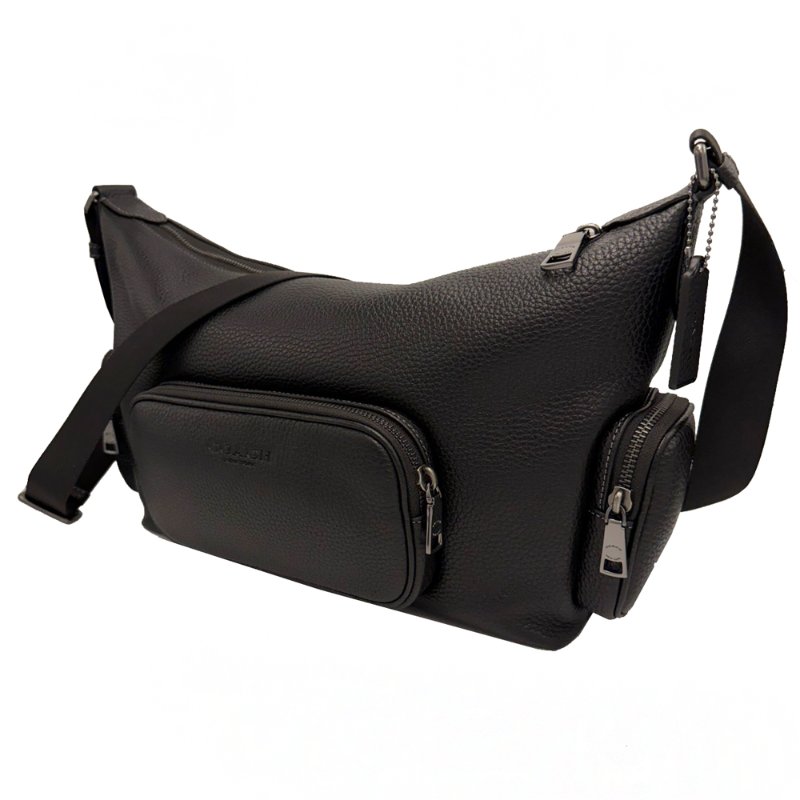 [全新]COACH 2026新款 FINN素面牛皮男中性款船型斜背包(黑)-1